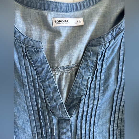 Sonoma Blue Denim Pintuck Tunic Dress - Picture 4 of 7